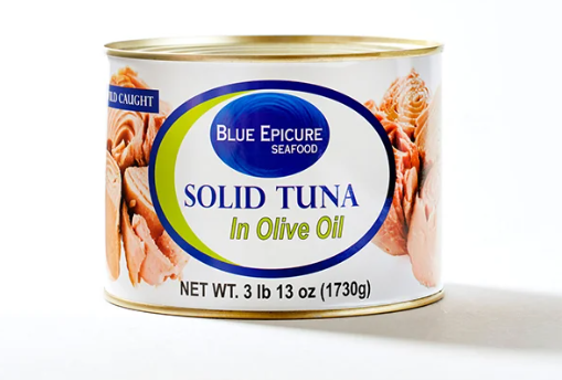 can of solid tuna in olive oil from blue epicure seafood